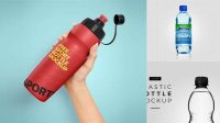 1460+ Clear Plastic Water Bottle with Sport Cap PSD Mockup Creative Photoshop Resources