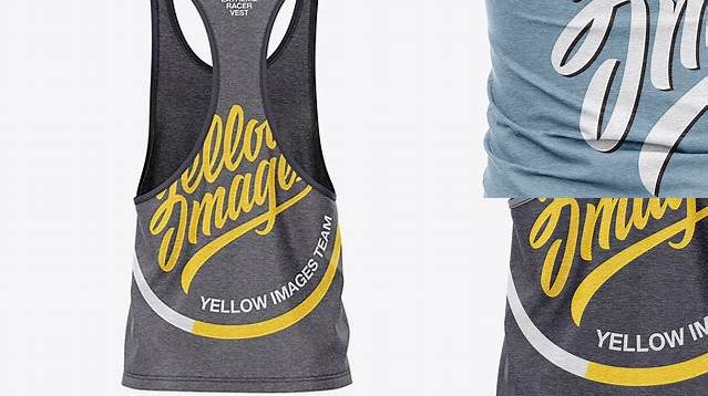 1463+ Men's Heather Racer-Back Tank Top PSD Mockup Back View Custom Mockup PSD for Free