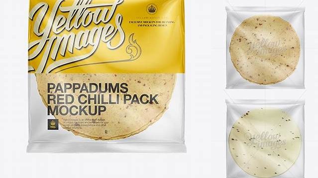 1463+ Red Chilli Pappadum Packaging PSD Mockup Best Free Mockup PSD