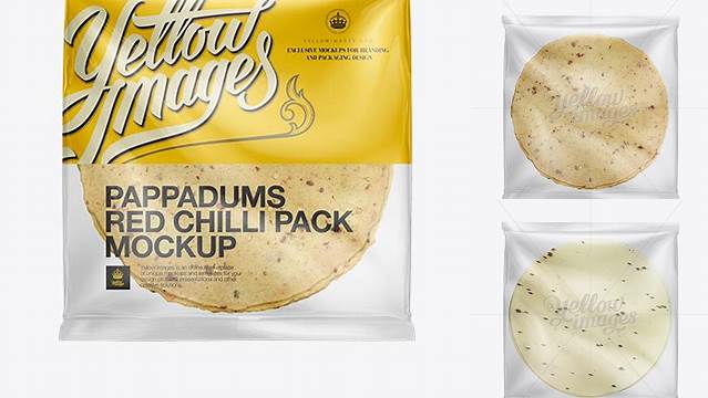 1463+ Red Chilli Pappadum Packaging PSD Mockup Best Free Mockup PSD