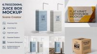 1466+ 200ml Carton Box PSD Mockup Front View Versatile Photoshop File