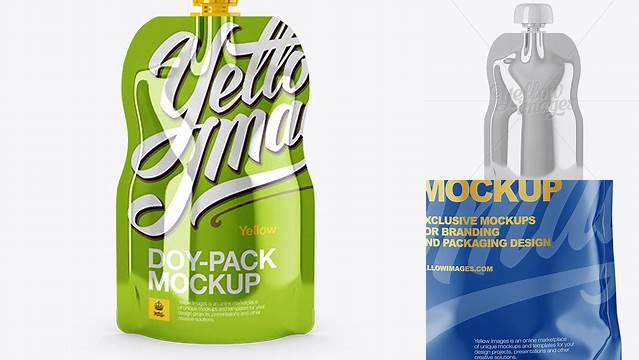 1468+ Glossy Metallic Doy-Pack PSD Mockup Front View Download Premium PSD Resource