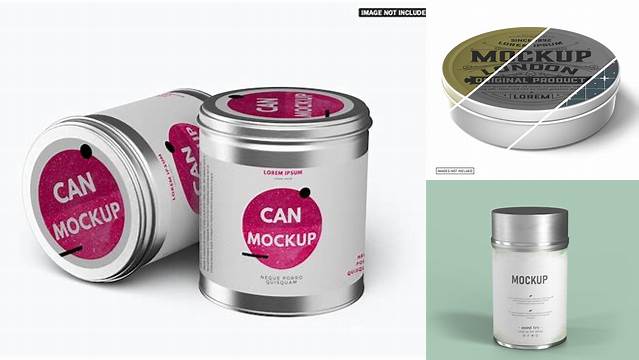 1472+ Matte Round Tin Can Box PSD Mockup Professional Photoshop Design Freebie