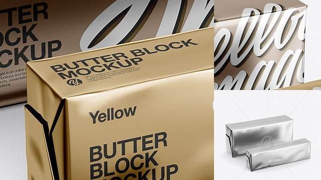 1472+ Two Butter Blocks PSD Mockup Half Side View High Angle shot High Resolution