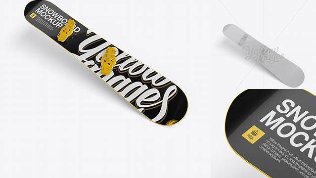 1473+ Snowboard PSD Mockup Halfside view High-Angle Shot Easy-to-Use PSD Template