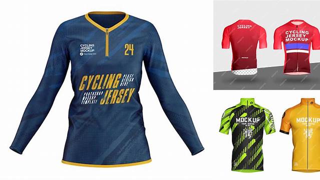 1473+ Women’s Cycling Jersey PSD Mockup Front View Custom Design Freebie PSD