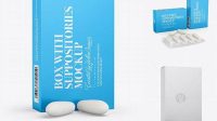 1474+ Matte Box With Suppositories PSD Mockup Half Side View Creative Layered Design File