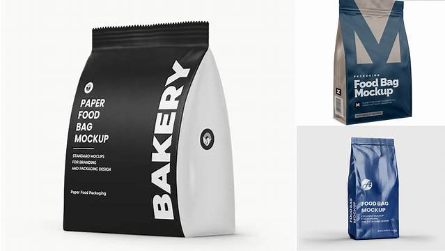 1474+ Matte Snack Bag With Label PSD Mockup Half Side View Customizable Photoshop Template