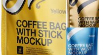 1474+ Metallic Coffee Bag With Valve PSD Mockup Half Side View Custom Mockup PSD for Free