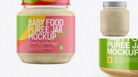 1478+ 141ml Babyfood Banana Puree Jar PSD Mockup Unique High-Resolution Design Freebie