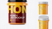 1480+ Creamed Honey with Dried Apricots Glass Jar PSD Mockup Front View Smart Layer PSD