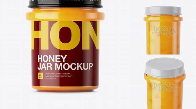 1480+ Creamed Honey with Dried Apricots Glass Jar PSD Mockup Front View Smart Layer PSD