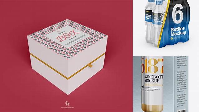 1483+ Box with Bottles PSD Mockup Half Side View Free Downloadable Graphic Resource