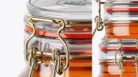 1484+ 900ml Pure Honey Glass Jar with Clamp Lid PSD Mockup Half Side View Elegant and Stylish Free PSD