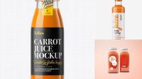 1485+ Carrot Juice Glass Bottle with a Tag PSD Mockup Editable Mockup PSD