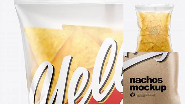 1485+ Matte Plastic Bag With Nachos PSD Mockup Best Free Mockup PSD