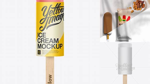 1485+ Popsicle with Wooden Stick PSD Mockup Elegant High-Resolution Design File