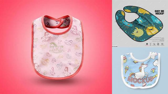 1487+ Baby Bib PSD Mockup Front View Custom PSD Mockup Template