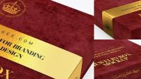 1487+ Velvet Box with Label PSD Mockup Half Side View High-Angle Shot Photoshop Resource Free