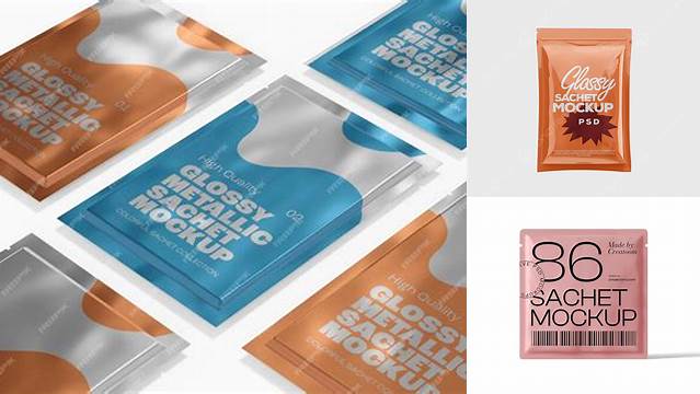 1488+ Glossy Sachet PSD Mockup Top View Download Free Editable PSD Template