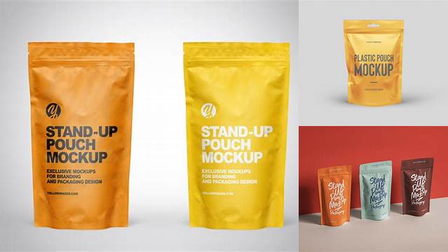 1488+ Matte Stand-Up Pouch PSD Mockup Exclusive Free Creative Mockup File