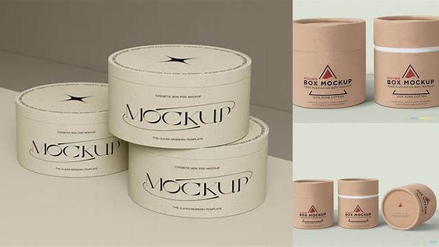 1489+ Round Paper Box PSD Mockup Front View Download Customizable PSD