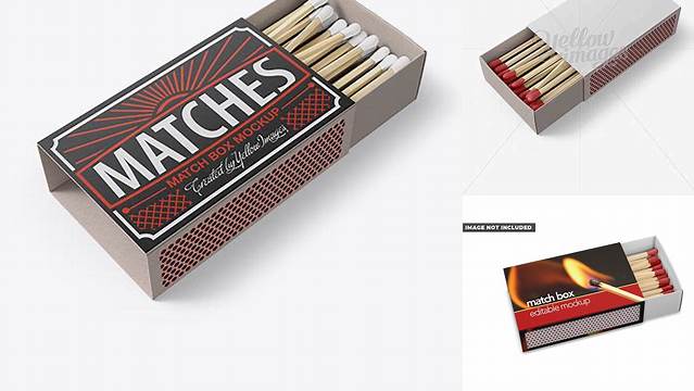 1490+ Opened Carton Match Box PSD Mockup Half-Side View Custom PSD Mockup Template