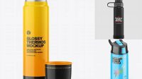 1490+ Opened Glossy Thermos PSD Mockup Elegant Photoshop Mockup