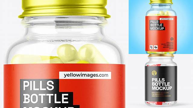 1491+ Clear Glass Pills Bottle PSD Mockup Best for Showcase