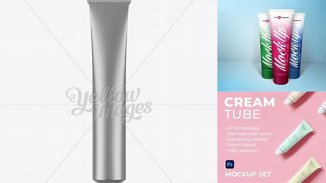 1493+ Long Aluminium Cream Tube PSD Mockup High-End Creative PSD Template