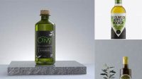 1498+ 750ml Clear Glass Olive Oil Bottle PSD Mockup Advanced Editable PSD