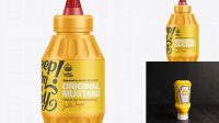 1498+ 9oz Mustard Bottle with Spout Cap PSD Mockup Free Photoshop Mockup Design