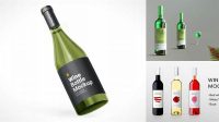 1499+ Green Glass Bottle With Red Wine PSD Mockup Unique High-Resolution Design Freebie