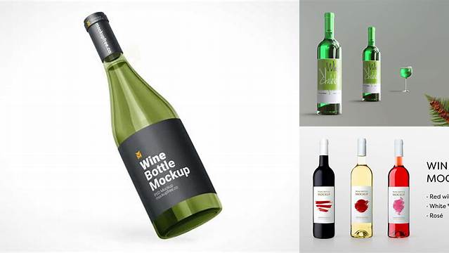 1499+ Green Glass Bottle With Red Wine PSD Mockup Unique High-Resolution Design Freebie