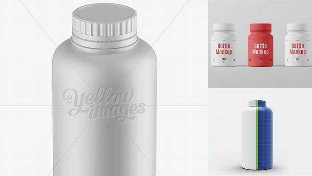 1506+ Matte Plastic Bottle PSD Mockup High Angle Shot Creative Design PSD Free Download