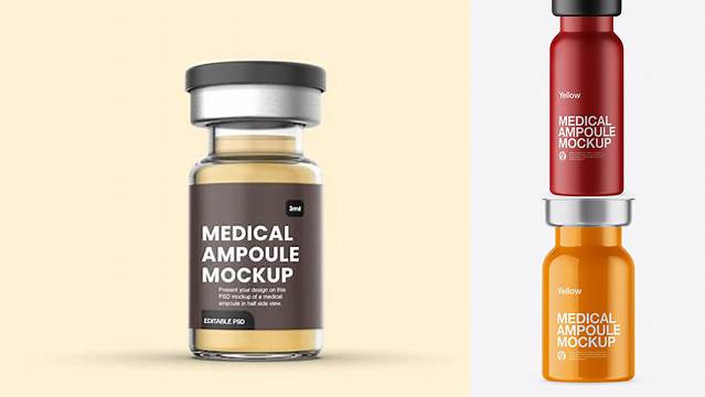 1508+ Matte Medical Ampoule PSD Mockup High-Resolution Editable PSD