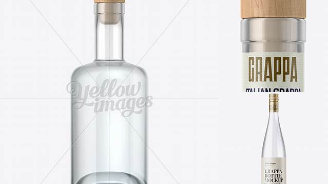 1509+ Clear Glass Bottle With Grappa PSD Mockup Versatile and Elegant PSD File