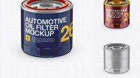 1510+ Automotive Oil Filter PSD Mockup Metal & Glossy Free Graphic Design Resource