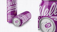 1510+ Two 500ml Aluminium Cans with Glossy Finish PSD Mockup Advanced Photoshop Template