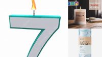 1512+ Number 7 Candle PSD Mockup Free Design Resource