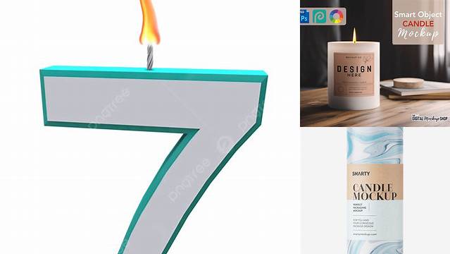 1512+ Number 7 Candle PSD Mockup Free Design Resource