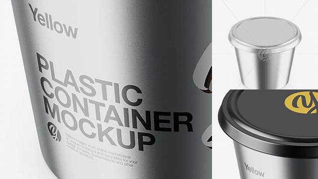 1517+ Metallic Plasic Container PSD Mockup High-Angle Shot High-Quality PSD Files