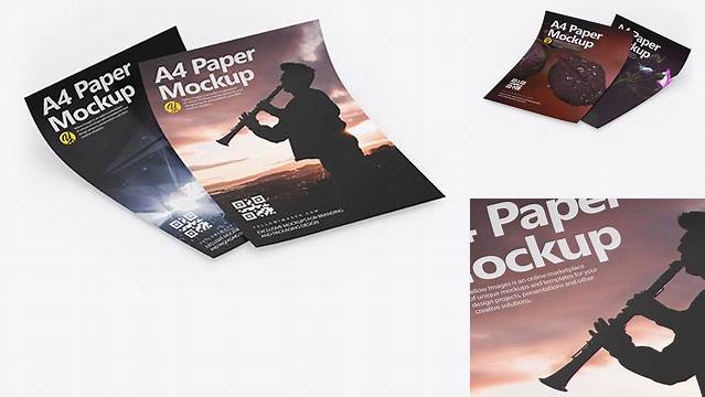 1520+ Two Textured A4 Papers PSD Mockup Smart Object-Based PSD Template Free