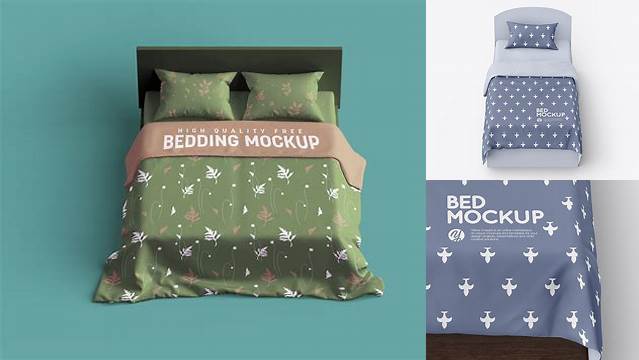 1521+ Bed with Cotton Linens PSD Mockup Creative Design Mockup