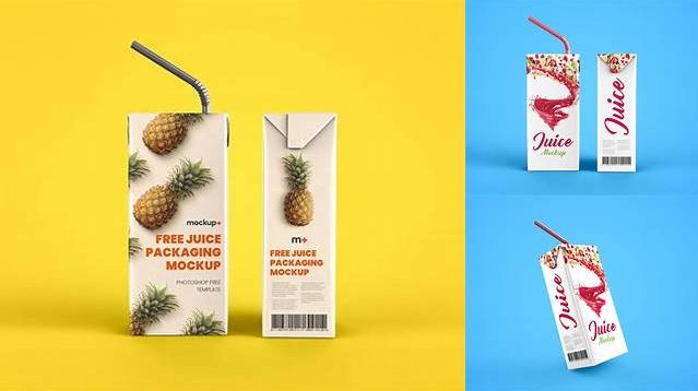 1521+ Juice Carton Package PSD Mockup Front View Exclusive and Stylish Design PSD