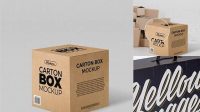 1521+ Matte Carton Box PSD Mockup Half Side View High-Angle Shot Digital Photoshop Free Mockup