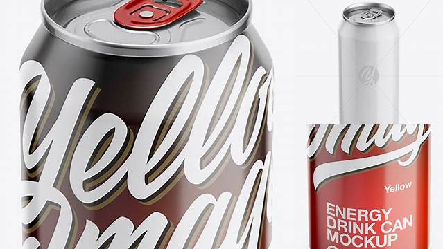 1522+ 440ml Glossy Aluminium Can PSD Mockup Front View High Angle Shot Layered PSD File Free Download