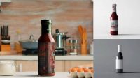 1525+ Glass Hot Sauce Jar PSD Mockup Creative Free Photoshop Template