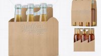 1526+ Kraft Paper 6 Pack Clear Bottle Carrier PSD Mockup Halfside View Smart Object Free Photoshop File