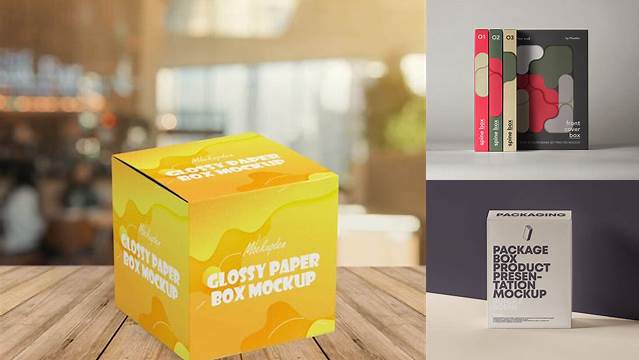 1527+ Glossy Box PSD Mockup Front View For Free Download